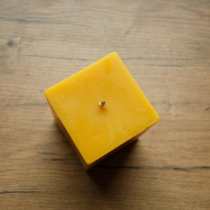 Square natural beeswax candle by Bee Baltic