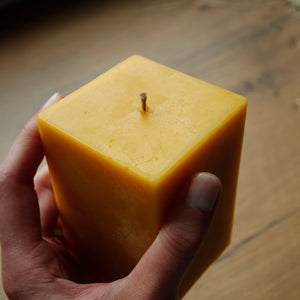 Square beeswax candle by Bee Baltic